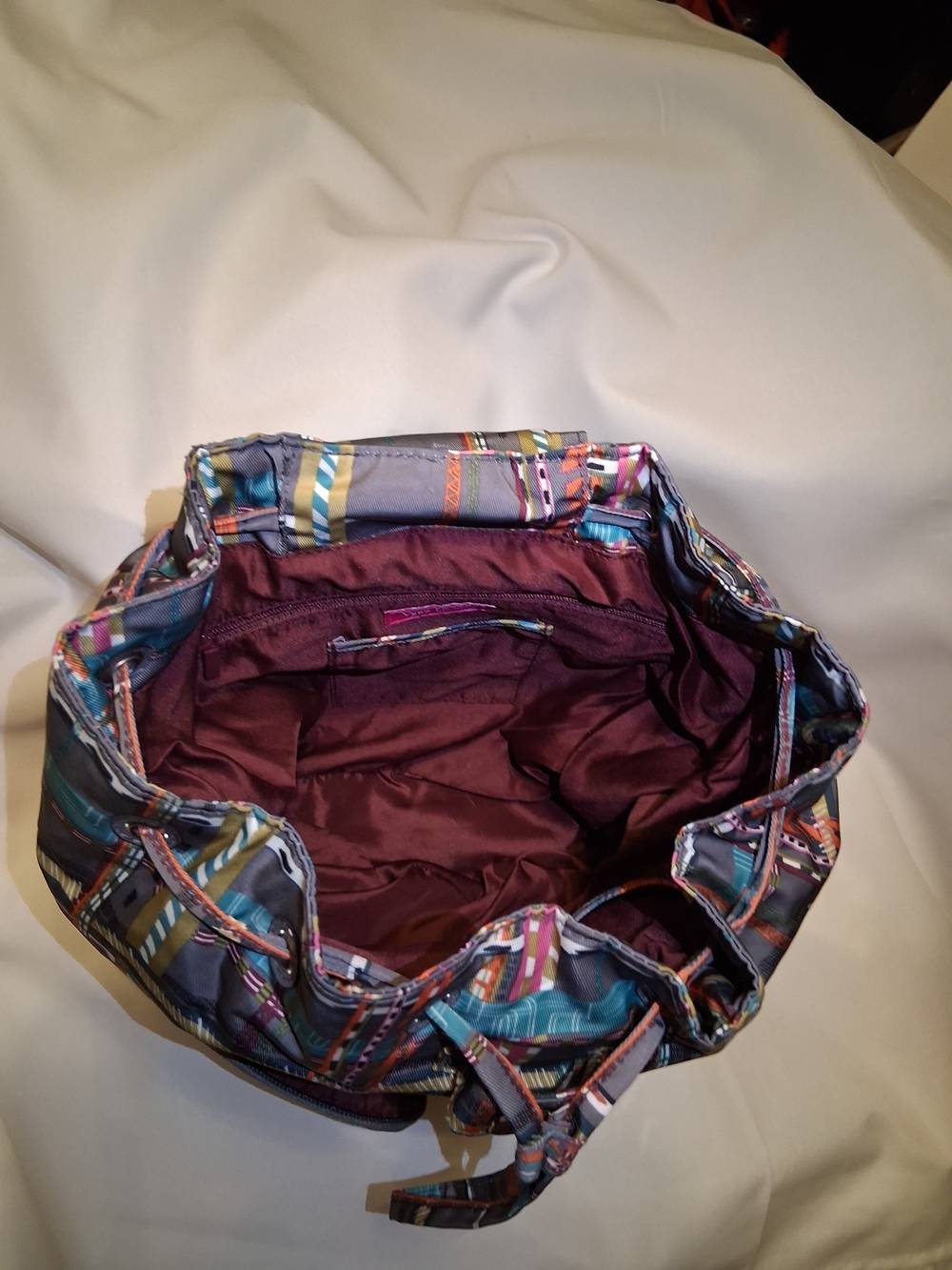 VERA BRADLEY Multicolor Plaid Print Drawstring Backpack - Style: Midtown Cargo - Picture 12 of 14